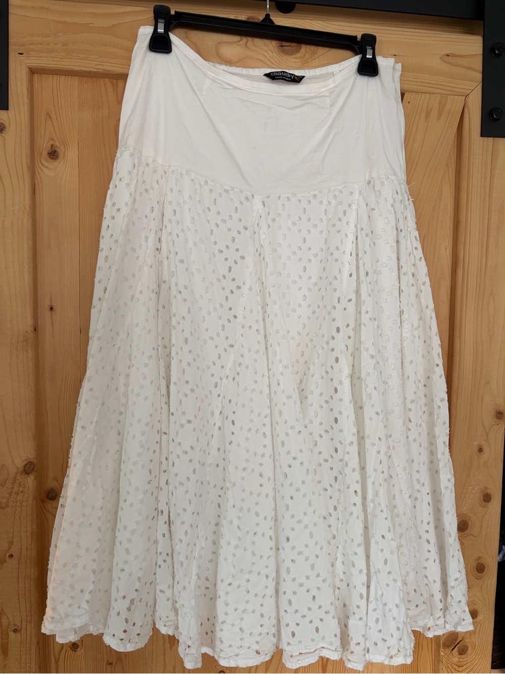 Women’s White Eyelet Full Skirt - Soft A-Line by Chaundry